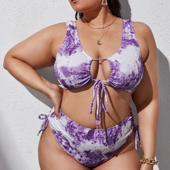 SHEIN Other - LAST CHANCE SHEIN Purple Tie Dye Stretch Bikini, Size 3X